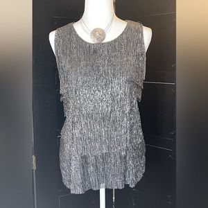 Christopher & Banks, beautiful silver sparkling tank top, Sz Large, like new